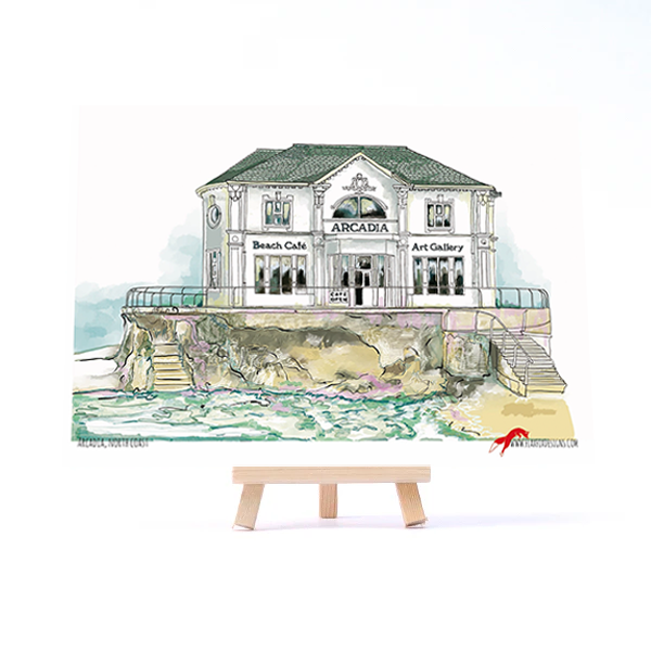 Arcadia Portrush illustration printed onto card by Danielle Morgan