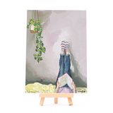 Mini Print Postcard Illustration of girl with Feet Up by Danielle Morgan